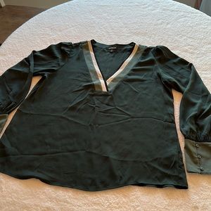 Express, green, size large, long sleeve blouse.
